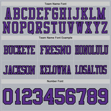 Load image into Gallery viewer, Custom Gray Purple-Black Authentic Football Jersey

