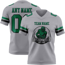 Load image into Gallery viewer, Custom Gray Kelly Green-Black Authentic Football Jersey
