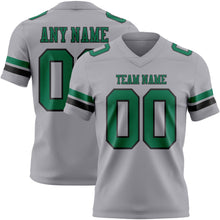 Load image into Gallery viewer, Custom Gray Kelly Green-Black Authentic Football Jersey
