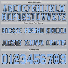 Load image into Gallery viewer, Custom Gray Light Blue-Black Authentic Football Jersey
