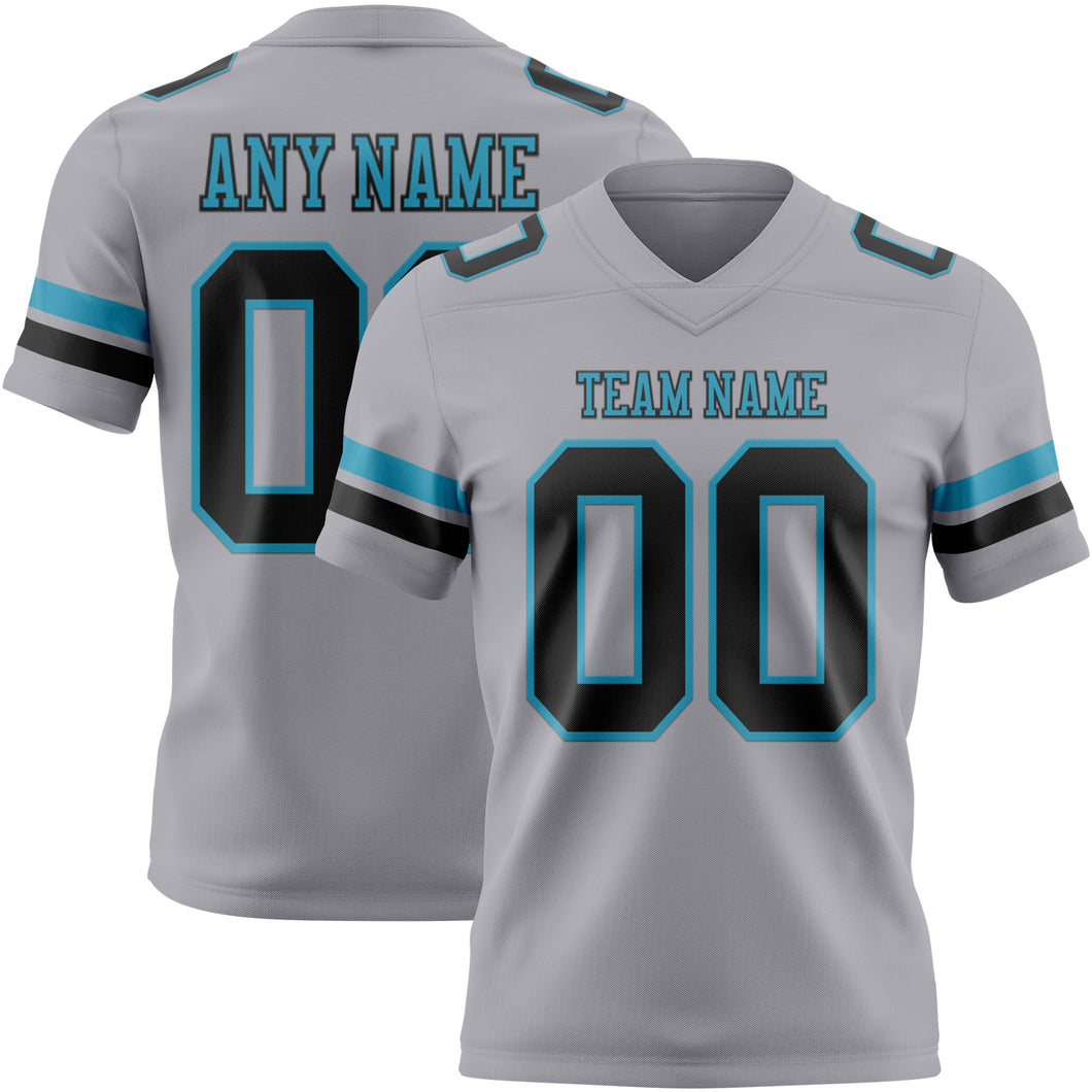 Custom Gray Black-Panther Blue Mesh Authentic Football Jersey