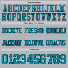 Load image into Gallery viewer, Custom Gray Teal-Black Authentic Football Jersey
