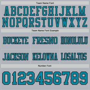 Custom Gray Teal-Black Authentic Football Jersey