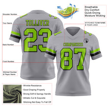 Load image into Gallery viewer, Custom Gray Neon Green-Black Authentic Football Jersey
