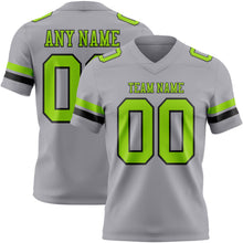 Load image into Gallery viewer, Custom Gray Neon Green-Black Authentic Football Jersey
