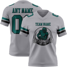 Load image into Gallery viewer, Custom Gray Midnight Green-Black Authentic Football Jersey
