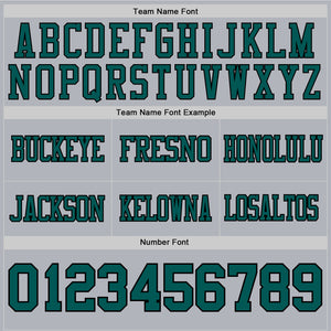 Custom Gray Midnight Green-Black Authentic Football Jersey