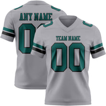 Load image into Gallery viewer, Custom Gray Midnight Green-Black Authentic Football Jersey
