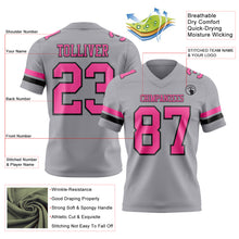 Load image into Gallery viewer, Custom Gray Pink-Black Authentic Football Jersey
