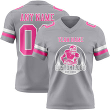 Load image into Gallery viewer, Custom Gray Pink-White Authentic Football Jersey
