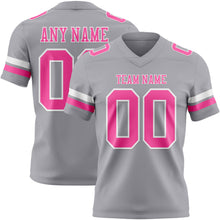 Load image into Gallery viewer, Custom Gray Pink-White Authentic Football Jersey
