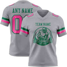 Load image into Gallery viewer, Custom Gray Pink-Kelly Green Authentic Football Jersey
