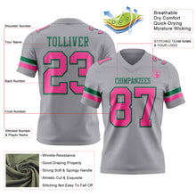 Load image into Gallery viewer, Custom Gray Pink-Kelly Green Authentic Football Jersey
