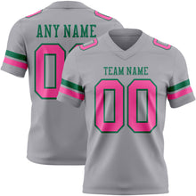 Load image into Gallery viewer, Custom Gray Pink-Kelly Green Authentic Football Jersey
