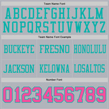 Load image into Gallery viewer, Custom Gray Pink-Aqua Authentic Football Jersey

