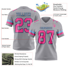 Load image into Gallery viewer, Custom Gray Pink Black-Light Blue Authentic Football Jersey
