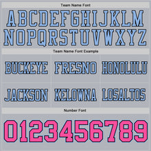 Load image into Gallery viewer, Custom Gray Pink Black-Light Blue Authentic Football Jersey
