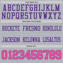 Load image into Gallery viewer, Custom Gray Pink-Purple Authentic Football Jersey
