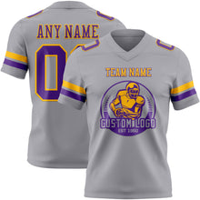 Load image into Gallery viewer, Custom Gray Purple-Gold Authentic Football Jersey
