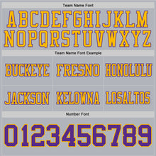 Load image into Gallery viewer, Custom Gray Purple-Gold Authentic Football Jersey
