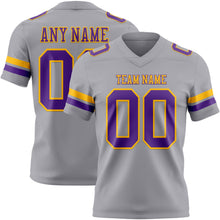 Load image into Gallery viewer, Custom Gray Purple-Gold Authentic Football Jersey
