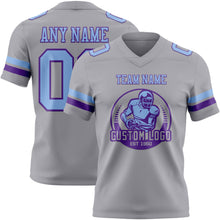 Charger l&#39;image dans la galerie, Custom Gray Light Blue-Purple Authentic Football Jersey
