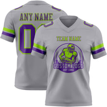 Charger l&#39;image dans la galerie, Custom Gray Purple-Neon Green Authentic Football Jersey
