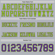 Charger l&#39;image dans la galerie, Custom Gray Purple-Neon Green Authentic Football Jersey
