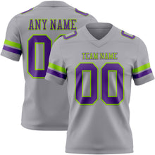 Charger l&#39;image dans la galerie, Custom Gray Purple-Neon Green Authentic Football Jersey
