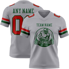 Load image into Gallery viewer, Custom Gray Red-Green Mesh Authentic Football Jersey
