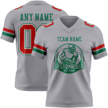 Load image into Gallery viewer, Custom Gray Red White-Kelly Green Authentic Football Jersey
