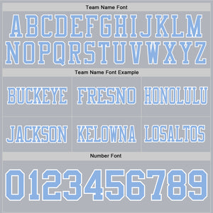 Custom Gray Light Blue-White Authentic Football Jersey