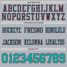 Charger l&#39;image dans la galerie, Custom Gray Aqua-Crimson Authentic Football Jersey
