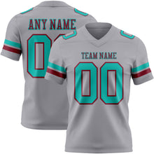 Charger l&#39;image dans la galerie, Custom Gray Aqua-Crimson Authentic Football Jersey
