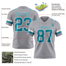 Load image into Gallery viewer, Custom Gray Teal-White Authentic Football Jersey
