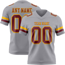 Charger l&#39;image dans la galerie, Custom Gray Burgundy-Gold Authentic Football Jersey

