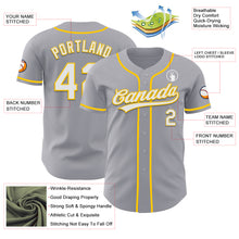 Laden Sie das Bild in den Galerie-Viewer, Custom Gray White-Yellow Authentic Baseball Jersey
