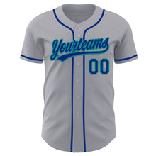 Laden Sie das Bild in den Galerie-Viewer, Custom Gray Royal-Teal Authentic Baseball Jersey
