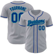 Laden Sie das Bild in den Galerie-Viewer, Custom Gray Royal-Teal Authentic Baseball Jersey

