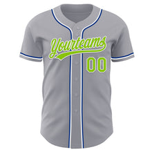 Charger l'image dans la galerie, Custom Gray Neon Green Royal-White Authentic Baseball Jersey
