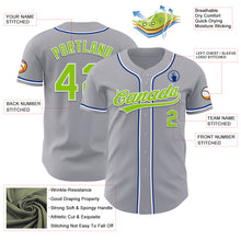 Charger l'image dans la galerie, Custom Gray Neon Green Royal-White Authentic Baseball Jersey
