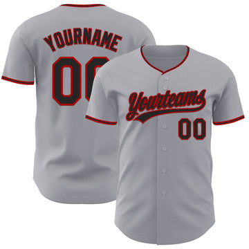 Custom Gray Black-Red Authentic Baseball Jersey