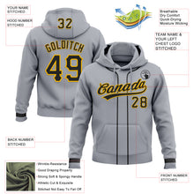 Load image into Gallery viewer, Custom Stitched Gray Black-Gold Baseball Pullover Sweatshirt Hoodie
