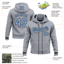 Load image into Gallery viewer, Custom Stitched Gray Light Blue-Black Baseball Pullover Sweatshirt Hoodie
