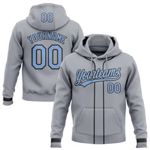 Load image into Gallery viewer, Custom Stitched Gray Light Blue-Black Baseball Pullover Sweatshirt Hoodie
