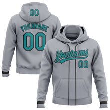 Load image into Gallery viewer, Custom Stitched Gray Teal-Black Baseball Pullover Sweatshirt Hoodie
