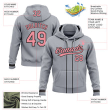 Load image into Gallery viewer, Custom Stitched Gray Medium Pink-Black Baseball Pullover Sweatshirt Hoodie
