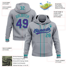 Load image into Gallery viewer, Custom Stitched Gray Purple-Teal Baseball Pullover Sweatshirt Hoodie
