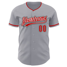 Laden Sie das Bild in den Galerie-Viewer, Custom Gray Red White-Black Authentic Baseball Jersey
