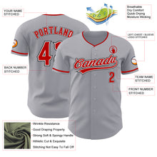 Laden Sie das Bild in den Galerie-Viewer, Custom Gray Red White-Black Authentic Baseball Jersey
